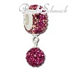 Bommel-Bead Glitzer Kristalle fuchsia    925er Silber SilberDream Silberbeads GSB403