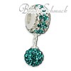 Bommel-Bead Glitzer Kristalle türkis    925er Silber SilberDream Silberbeads GSB404