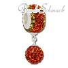 Bommel-Bead Glitzer Kristalle orange    925er Silber SilberDream Silberbeads GSB405