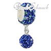 Bommel-Bead Glitzer Kristalle blau    925er Silber SilberDream Silberbeads GSB407