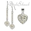 Set Herz Anhänger & Ohrringe Zirkonia  weiß  925er Silber SilberDream Silberbeads GSS041