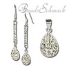 Set Tropfen Anhänger & Ohrringe Zirkonia weiß   925er Silber SilberDream Silberbeads GSS042