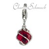 Charm Kugel rot Schliff Armband Anhänger  925er Silber SilberDream Silbercharms FC250A