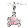 Charm Kutsche rosa   Armband Anhänger  925er Silber SilberDream Silbercharms FC674