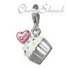 Charm Kuchen Cupcake weiß in 925 Sterling Silber Armband Anhänger - Silber Dream Charms - FC815W