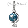 Charm Globus blau in 925 Sterling Silber Silber Armband Anhänger - Silber Dream Charms - FC833B