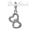Charm 2 Herzen in 925 Sterling Silber Silber Armband Anhänger - Silber Dream Charms - FC837W