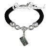 Geschenkset Handy Charm mit Lederarmband in 925 Sterling Silber - Silber Dream Charms - FCA149