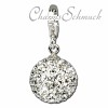 Glitzerschmuck Charm Kugel weiß Schmuck mit Swarovski Elements - Silber Dream Charms - GSC205