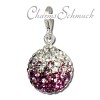 Glitzerschmuck Charm Kugel lila/weiß Schmuck mit Swarovski Elements - Silber Dream Charms - GSC219V