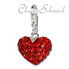 Glitzerschmuck Charm Feuriges Herz Schmuck mit Swarovski Elements - Silber Dream Charms - GSC304