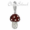 Glitzerschmuck Charm Pilz rot Schmuck mit Zirkonia Kristallen in 925 Sterling Silber - Silber Dream Charms - GSC306R