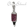 Glitzer Charm Stift lila Zirkonia Kristalle   925er Silber SilberDream Silbercharms GSC500V