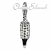 Glitzer Charm Stift weiß Zirkonia Kristalle   925er Silber SilberDream Silbercharms GSC500W