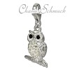 Glitzer Charm Eule weiß Zirkonia Kristalle  925er Silber SilberDream Silbercharms GSC505W