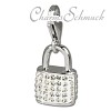Glitzer Charm Schloss weiß Zirkonia Kristalle   925er Silber SilberDream Silbercharms GSC514W