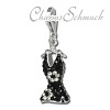 Glitzer Charm Kleid schwarz Zirkonia Kristalle  925er Silber SilberDream Silbercharms GSC520S