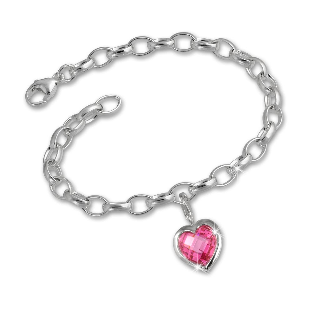 FCA052 925 Charms Herz rosa Silber Armband Anhänger