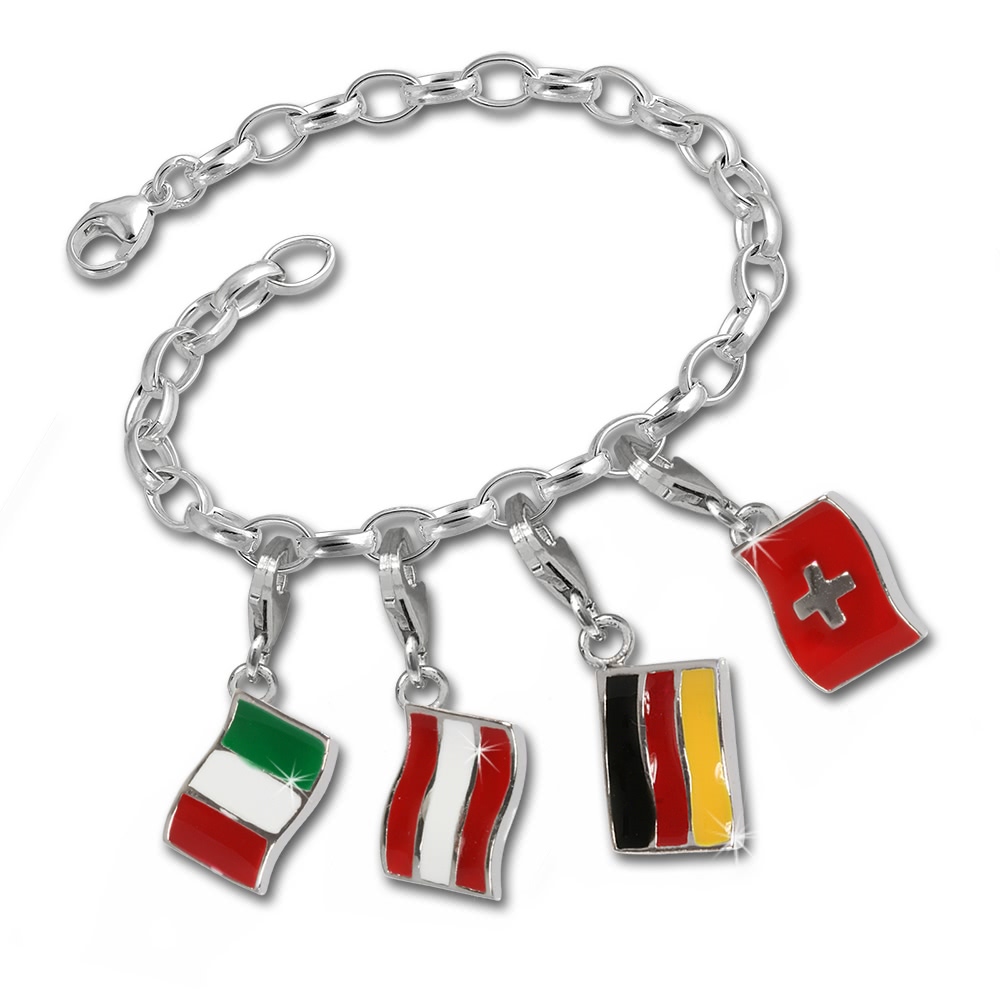 FCA056 925 Silber Charms Set Fußball 2010 Anhänger