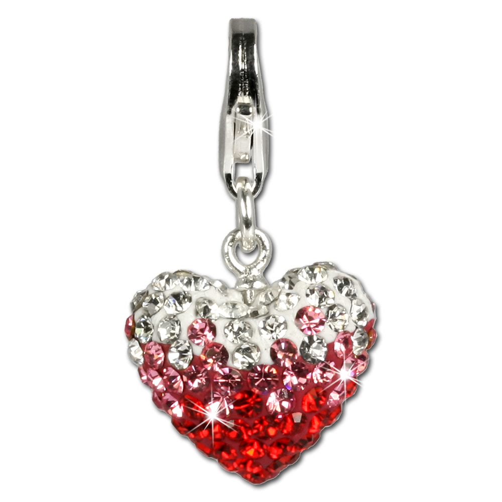  Zilveren Hart Charm  Swarovski kristallen ...