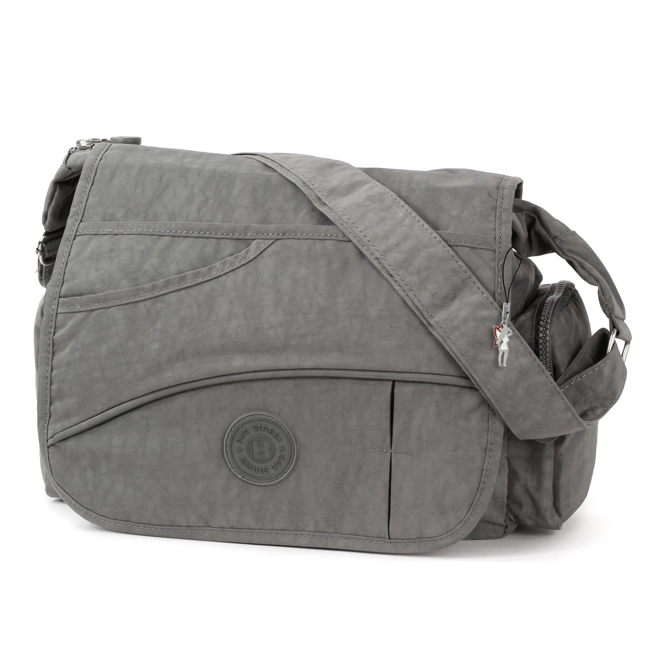 Bild von Bag Street Umhängetasche Nylon grau Modische Überschlagtasche Crossover OTJ214K