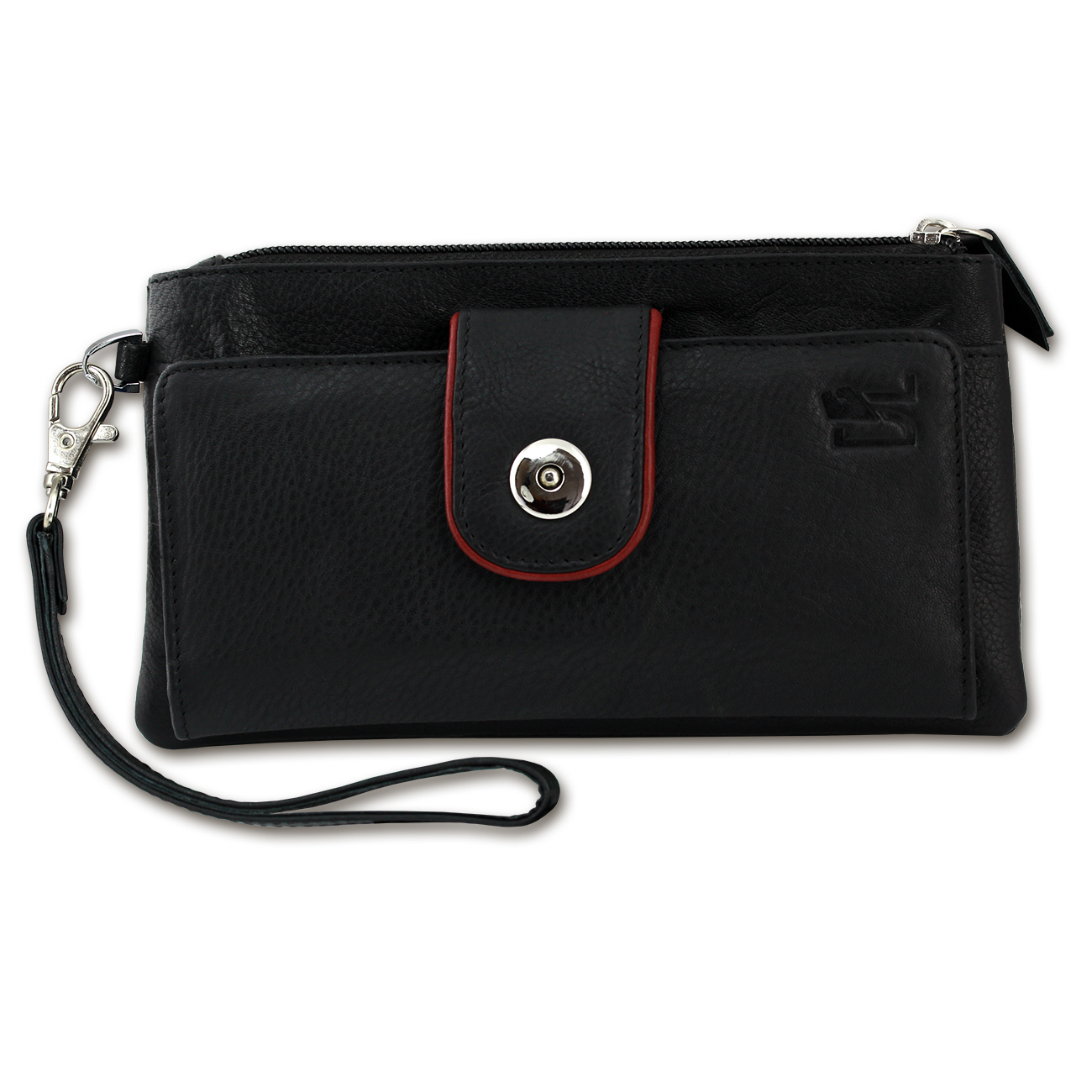 Purse Cell phone case Clutch Leather black Wristlet 3in1 DrachenLeder OTZ500S