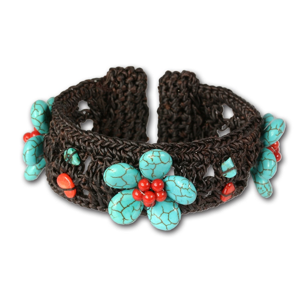  SilberDream Stein  Armband Blume türkis ...