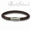 Amello Megabeads Leder Armband brau mit Edelstahl Verschluß AMA474N19