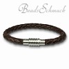 Amello Megabeads Leder Armband brau mit Edelstahl Verschluß AMA474N20