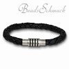 Amello Megabeads Leder Armband schwarz Edelstahl Verschluß AMA475S20