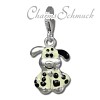 Charm Hund schwarz/weiß Charms Anhänger für Armbänder in 925 Sterling Silber - Silber Dream Charms - FC1042