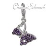 Charm Schmetterling lila in 925 Sterling Silber Charms Anhänger für Armbänder - Silber Dream Charms - FC1045V