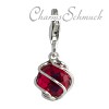 Charm Zirkonia Kugel rot Charms Anhänger für Armbänder - Silber Dream Charms - FC200R