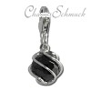 Charm Zirkonia Kugel schwarz Charms Anhänger für Armbänder - Silber Dream Charms - FC200S