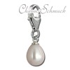 Charm Perle Tropfen weiß Charms Anhänger für Armbänder - Silber Dream Charms - FC237W