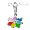 Charm Blume bunt Armband Anhänger in 925 Sterling Silber - Silber Dream Charms - FC252W