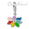 Charm Blume bunt Charms Anhänger für Armbänder in 925 Sterling Silber - Silber Dream Charms - FC252W