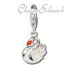 Charm Schwan Charms Anhänger für Armbänder in 925 Sterling Silber - Silber Dream Charms - FC254W