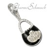 Charm Tasche schwarz Charms Anhänger für Armbänder Silber - Silber Dream Charms - FC3030S