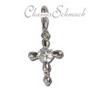 Zirkonia Schmuck in 925 Sterling Silber Charm Kreuz Charms Anhänger für Armbänder - Silber Dream Charms - FC4104