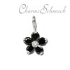 Charm Blume schwarz Armband Halsketten Anhänger - Silber Dream Charms - FC4115