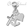 Charm Anker, Herz, Kreuz Charms Anhänger für Armbänder in 925 Sterling Silber - Silber Dream Charms - FC506