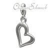 Charm Herz glanz in 925 Sterling Silber Silber Charms Anhänger für Armbänder - Silber Dream Charms - FC508