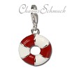 Charm Schwimmring rot/wei Armband Anhänger - Silber Dream Charms - FC606