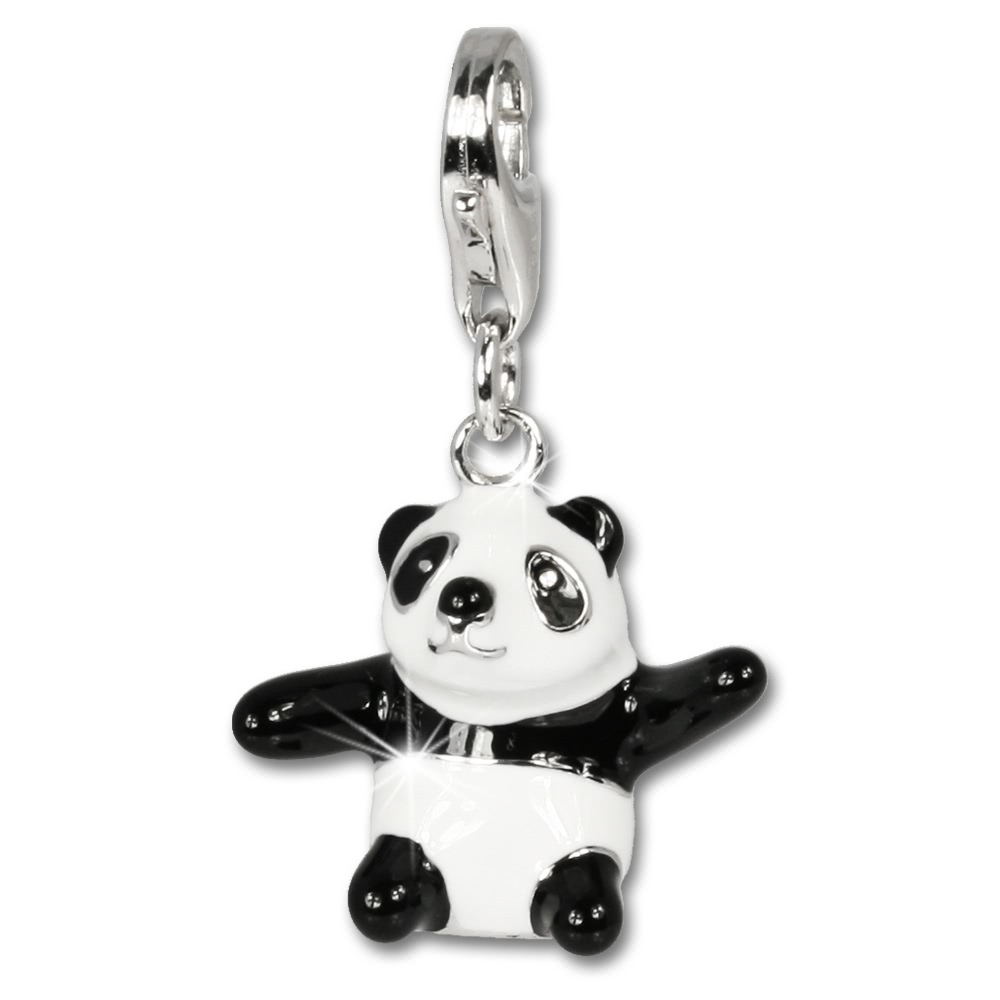 Charm Anhänger Bär Panda 3D Perle Armband Kette Silber Fbg. 