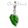 Charm Blatt grün in 925 Sterling Silber Silber Charms Anhänger für Armbänder - Silber Dream Charms - FC653