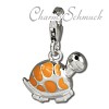 Charm Schildkröte orange in 925 Sterling Silber Charms Anhänger für Armbänder - Silber Dream Charms - FC655