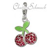 Charm Kirschen rot Zirkonia in 925 Sterling Silber Charms Anhänger für Armbänder - Silber Dream Charms - FC667