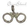 Charm Handschelle Zirkonia in 925 Sterling Silber Charms Anhänger für Armbänder - Silber Dream Charms - FC671