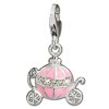 Charm Kutsche rosa in 925 Sterling Silber Charms Anhänger für Armbänder - Silber Dream Charms - FC674